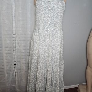 Blu Pepper White Silver Sequin Halter Maxi Dress